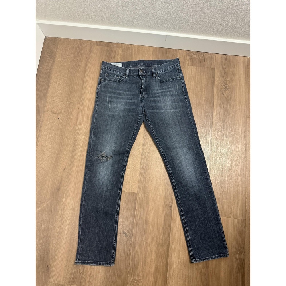 Banana Republic Jeans Mens 33x32 Charcoal Gray Slim Straight Distressed Denim